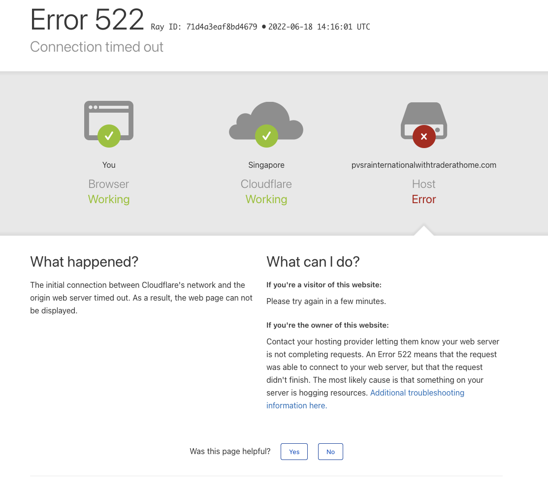 Cloudflare 522 error